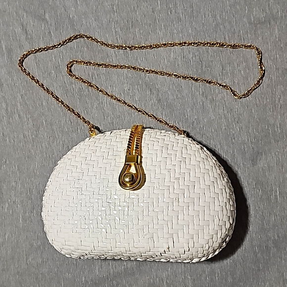 Vintage Willow White hard shell wicker purse clutch  Made in Hong Kong - Picture 3 of 16